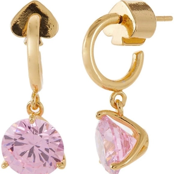 New! Kate Spade Brilliant Statement Light Pink Huggie Hoop Earrings